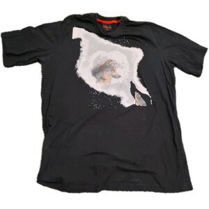 Men’s Large T-Shirt Black Graphic Tee Wolf Alaska Nature Outdoors Casual